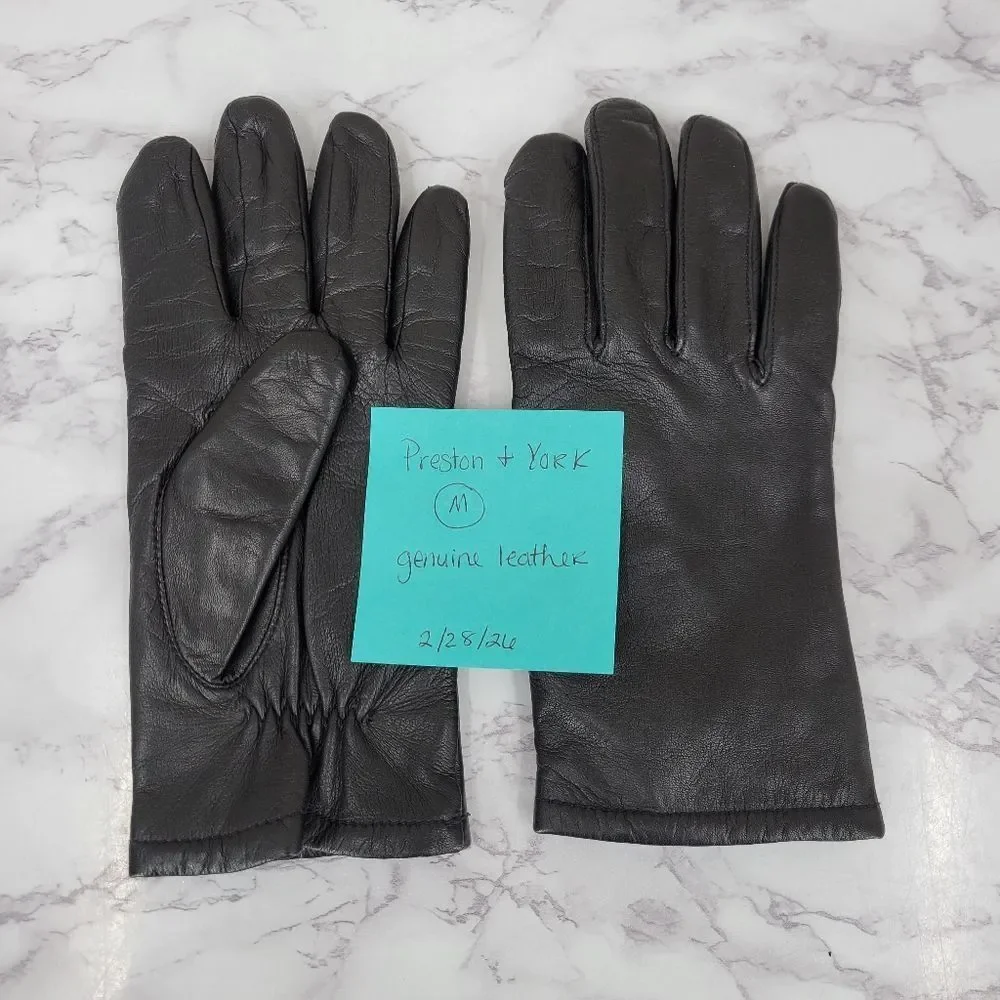 Preston & York Black Leather Driving Gloves